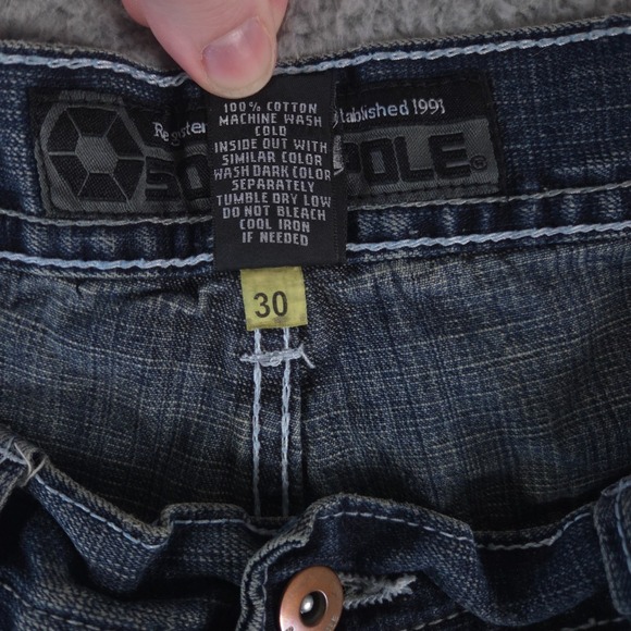 VINTAGE Southpole Jeans Mens 34x30 Wide Leg High Rise Baggy Skater Y2K Hip Hop - Picture 10 of 11